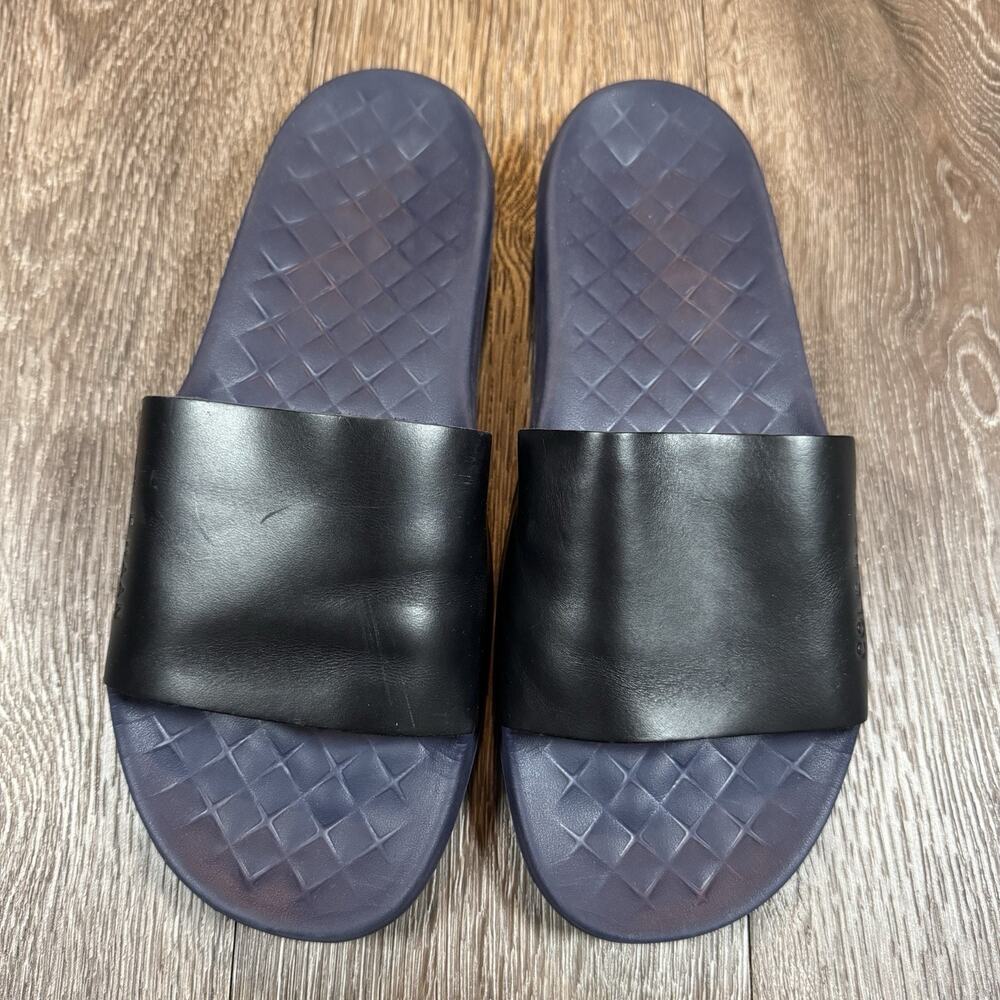 Cole Haan Grandpro Black Blue Leather Slip On Slides Sandals Sz 9 M